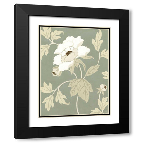 Small Peony Elegance I Black Modern Wood Framed Art Print with Double Matting by Slocum, Nancy