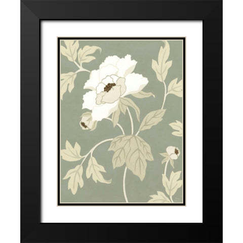 Small Peony Elegance I Black Modern Wood Framed Art Print with Double Matting by Slocum, Nancy