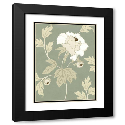 Small Peony Elegance II Black Modern Wood Framed Art Print with Double Matting by Slocum, Nancy