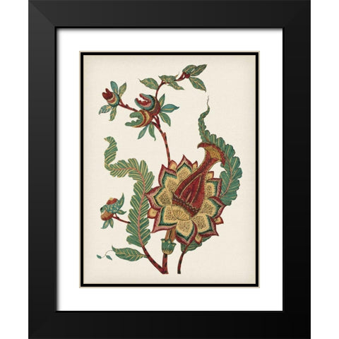 Small Jacobean Floral I Black Modern Wood Framed Art Print with Double Matting by Vision Studio