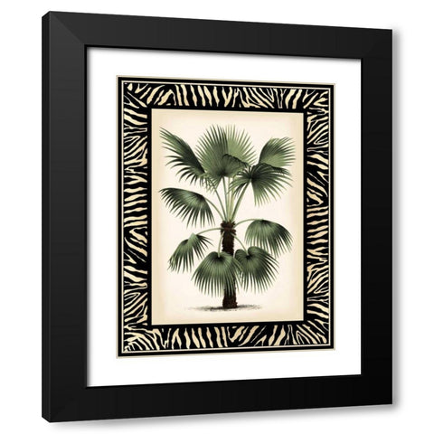 Small Palm in Zebra Border II Black Modern Wood Framed Art Print with Double Matting by Vision Studio
