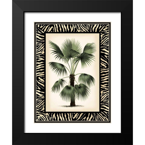 Small Palm in Zebra Border II Black Modern Wood Framed Art Print with Double Matting by Vision Studio