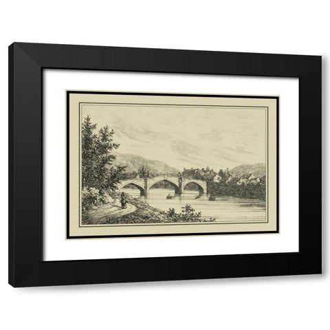 Idyllic Bridge I Black Modern Wood Framed Art Print with Double Matting by Wood, I.G.