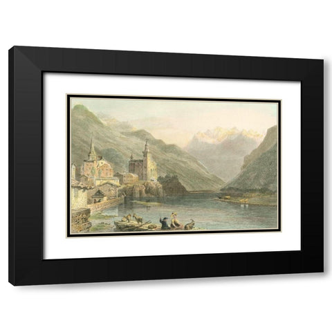 Pastoral Riverscape I Black Modern Wood Framed Art Print with Double Matting by Bartlett, William H.