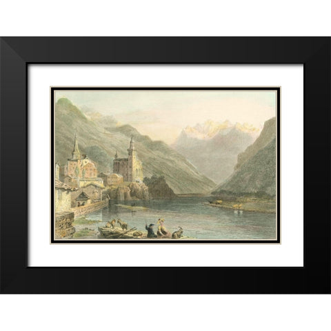 Pastoral Riverscape I Black Modern Wood Framed Art Print with Double Matting by Bartlett, William H.