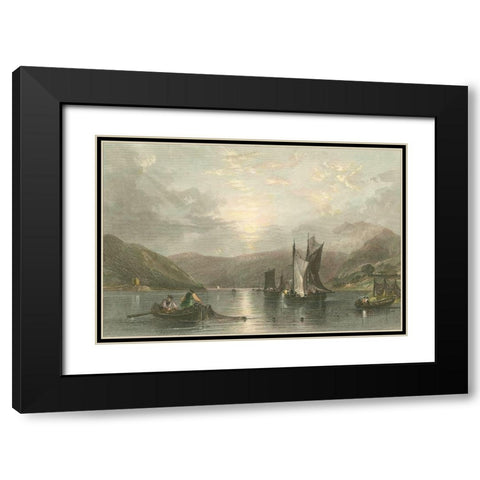 Pastoral Riverscape II Black Modern Wood Framed Art Print with Double Matting by Bartlett, William H.