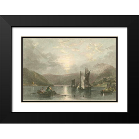 Pastoral Riverscape II Black Modern Wood Framed Art Print with Double Matting by Bartlett, William H.
