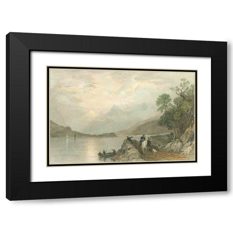 Pastoral Riverscape III Black Modern Wood Framed Art Print with Double Matting by Bartlett, William H.