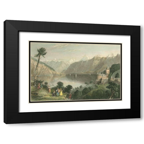 Pastoral Riverscape V Black Modern Wood Framed Art Print with Double Matting by Bartlett, William H.
