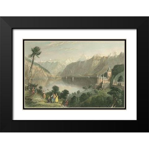 Pastoral Riverscape V Black Modern Wood Framed Art Print with Double Matting by Bartlett, William H.
