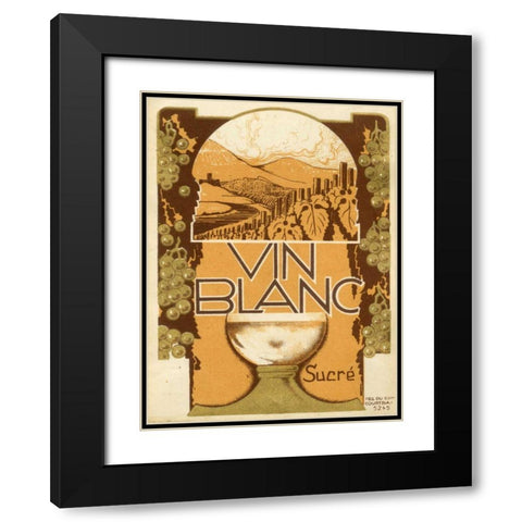 Vin Blanc Black Modern Wood Framed Art Print with Double Matting by Unknown