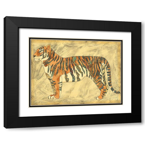 Royal Tiger Black Modern Wood Framed Art Print with Double Matting by Zarris, Chariklia
