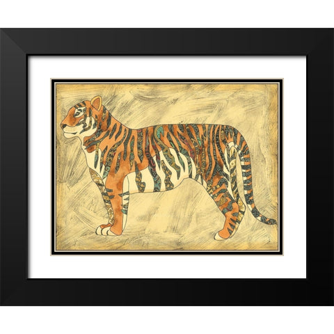 Royal Tiger Black Modern Wood Framed Art Print with Double Matting by Zarris, Chariklia