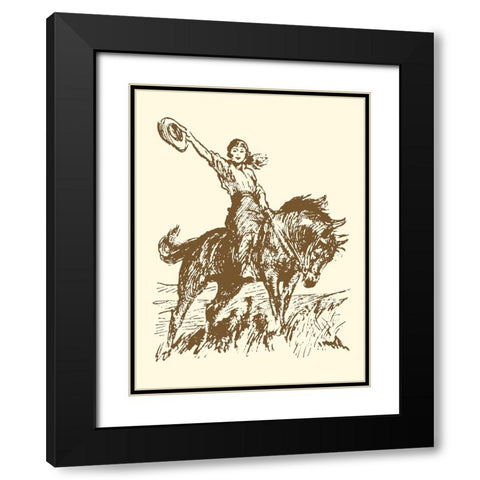 Small Cowgirl Black Modern Wood Framed Art Print with Double Matting by Vision Studio