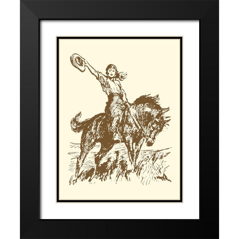 Small Cowgirl Black Modern Wood Framed Art Print with Double Matting by Vision Studio