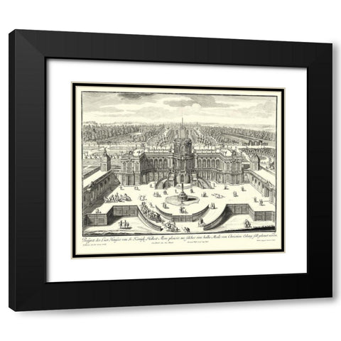Fountains of Versailles II Black Modern Wood Framed Art Print with Double Matting by Decker