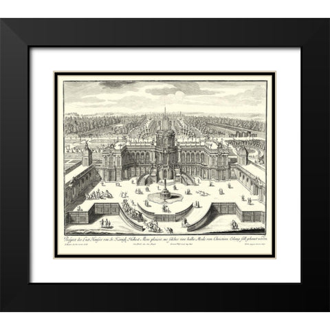 Fountains of Versailles II Black Modern Wood Framed Art Print with Double Matting by Decker