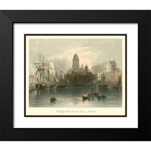 Radcliffe Church And Basin Bristol Black Modern Wood Framed Art Print with Double Matting by Bartlett, William H.