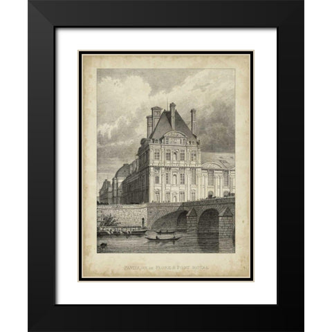 Pavillon de Flore and Pont Royal Black Modern Wood Framed Art Print with Double Matting by Pugin, A.