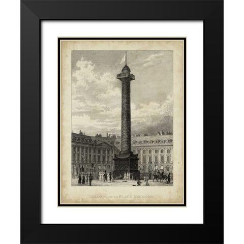 Colonne de la Place Vendome Black Modern Wood Framed Art Print with Double Matting by Pugin, A.