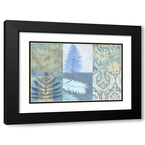 Blue Textures II Black Modern Wood Framed Art Print with Double Matting by Vision Studio