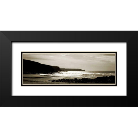 Cornish Beach Black Modern Wood Framed Art Print with Double Matting by Bay, Noah