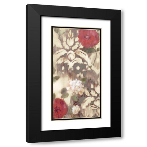 Ikat Rose I Black Modern Wood Framed Art Print with Double Matting by Cohen, Marietta