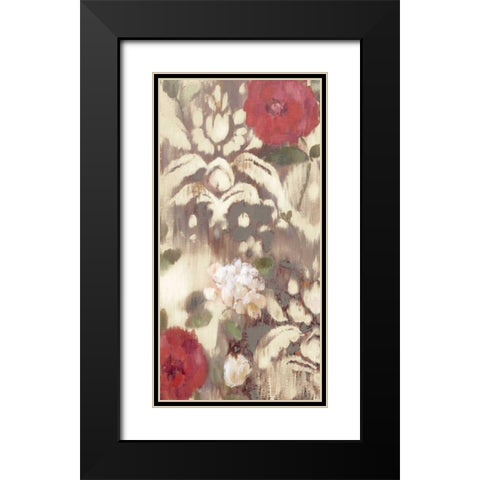 Ikat Rose I Black Modern Wood Framed Art Print with Double Matting by Cohen, Marietta