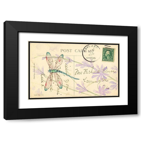Postcard Dragonfly III Black Modern Wood Framed Art Print with Double Matting by Pallan, Nancy S.