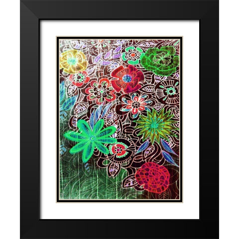 Flower Drift II Black Modern Wood Framed Art Print with Double Matting by Harrington, Danielle