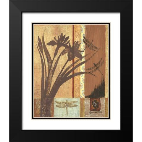 Asian Iris Black Modern Wood Framed Art Print with Double Matting by Russell, Wendy