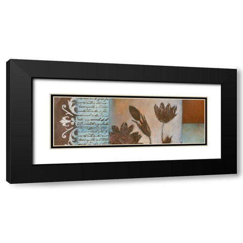 Flower Filigree Panorama I Black Modern Wood Framed Art Print with Double Matting by Green-Aldridge, W.