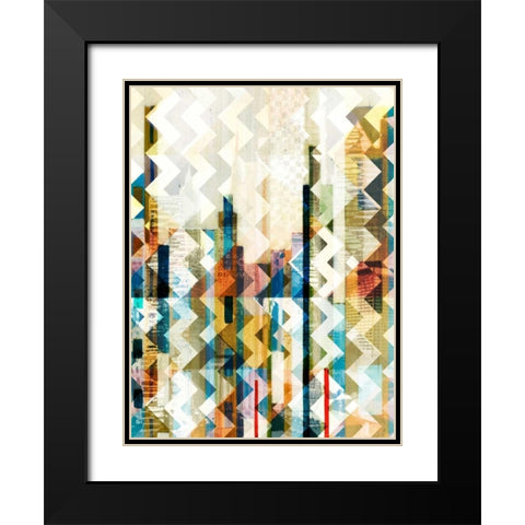 Urban Chevron I Black Modern Wood Framed Art Print with Double Matting by Vision Studio