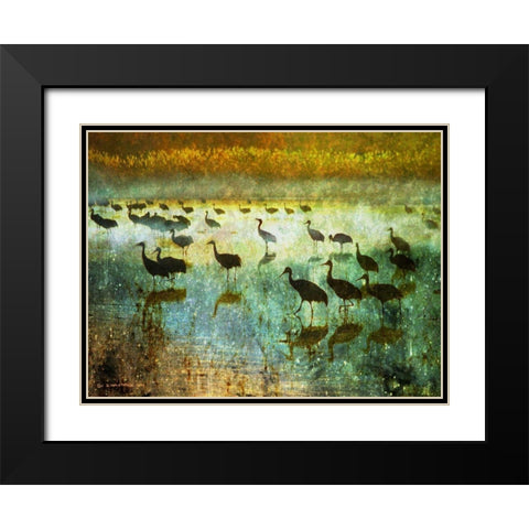 Cranes in Mist I Black Modern Wood Framed Art Print with Double Matting by Vest, Chris