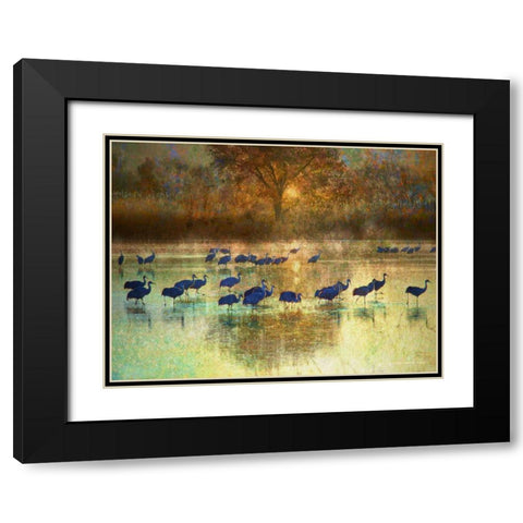 Cranes in Mist II Black Modern Wood Framed Art Print with Double Matting by Vest, Chris