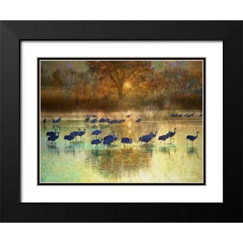 Cranes in Mist II Black Modern Wood Framed Art Print with Double Matting by Vest, Chris