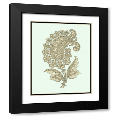 Celadon Floral Motif II Black Modern Wood Framed Art Print with Double Matting by Vision Studio