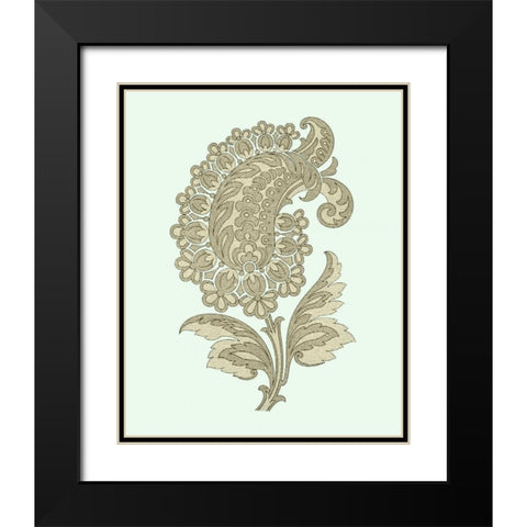 Celadon Floral Motif II Black Modern Wood Framed Art Print with Double Matting by Vision Studio