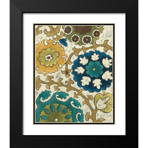 Suzani Song V Black Modern Wood Framed Art Print with Double Matting by Zarris, Chariklia