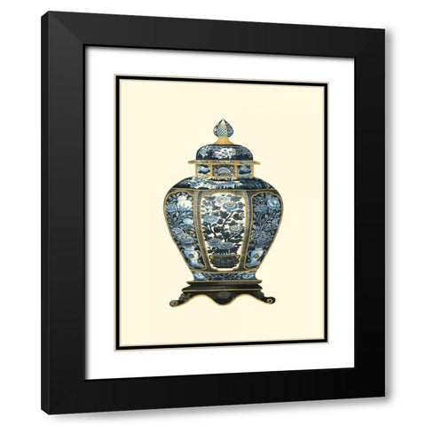 Blue Porcelain Vase I Black Modern Wood Framed Art Print with Double Matting by Vision Studio