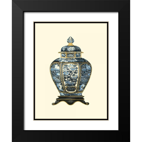 Blue Porcelain Vase I Black Modern Wood Framed Art Print with Double Matting by Vision Studio