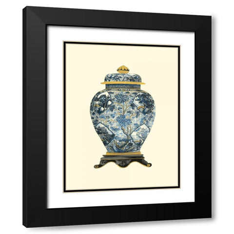 Blue Porcelain Vase II Black Modern Wood Framed Art Print with Double Matting by Vision Studio