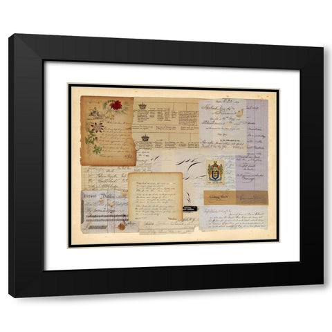 Antique Collage I Black Modern Wood Framed Art Print with Double Matting by Vision Studio