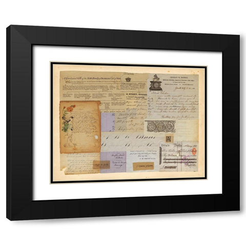 Antique Collage II Black Modern Wood Framed Art Print with Double Matting by Vision Studio