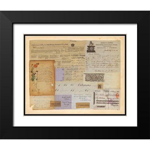 Antique Collage II Black Modern Wood Framed Art Print with Double Matting by Vision Studio
