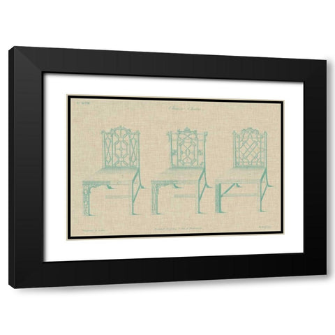 Chinese Chippendale Chairs II Black Modern Wood Framed Art Print with Double Matting by Vision Studio