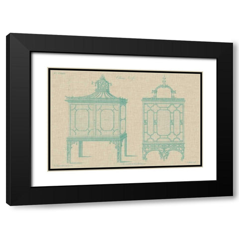 Chinese Chippendale Cabinet I Black Modern Wood Framed Art Print with Double Matting by Vision Studio