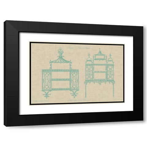 Chinese Chippendale Cabinet II Black Modern Wood Framed Art Print with Double Matting by Vision Studio