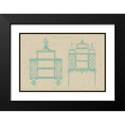 Chinese Chippendale Cabinet II Black Modern Wood Framed Art Print with Double Matting by Vision Studio