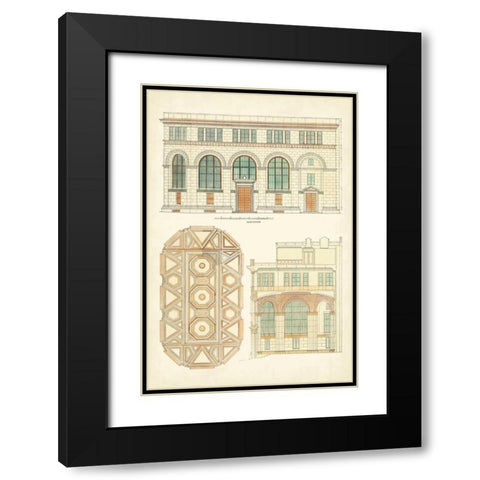 Architects Plan III Black Modern Wood Framed Art Print with Double Matting by Vision Studio